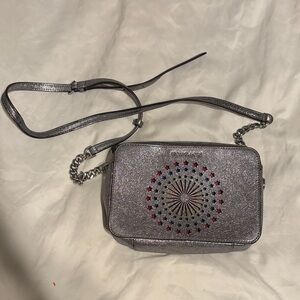 Michael Kors Silver Crossbody Bag with Starburst Design